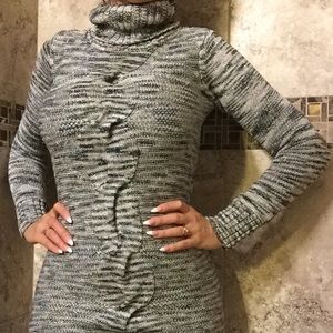 Black, White, and Silver Bebe Sweater Dress